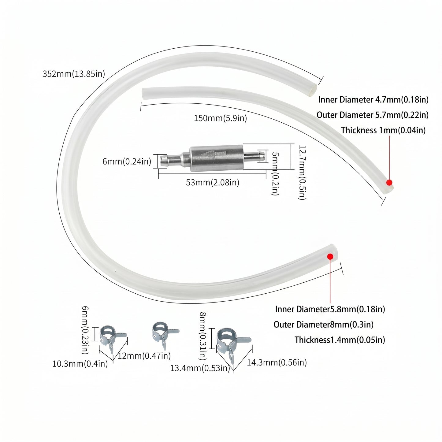 Car Brake Bleeder Hose with One Way Check Valve 2 Pack