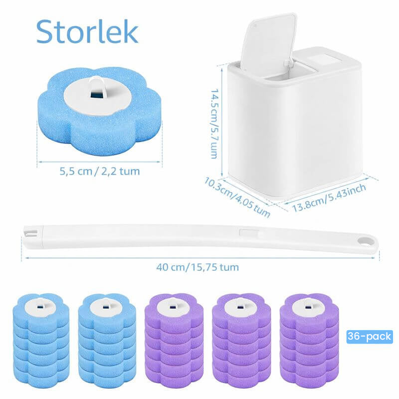 Disposable Toilet Brush with Replaceable Heads & Wall Holder