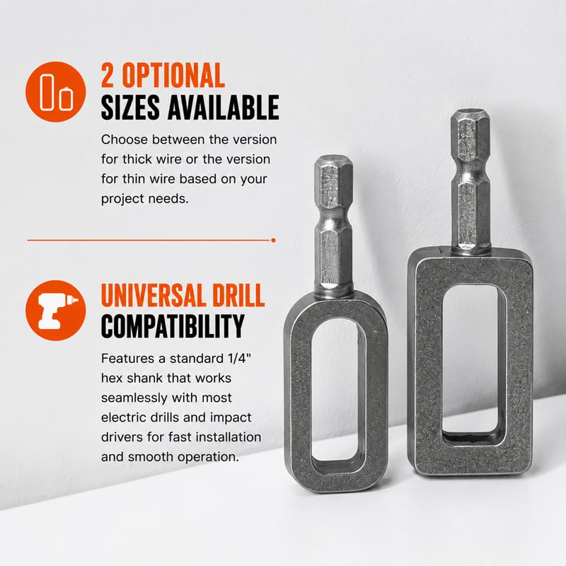 š§°Steel Wire Twisting Tool for Drill -Set (Curved + Rectangle)