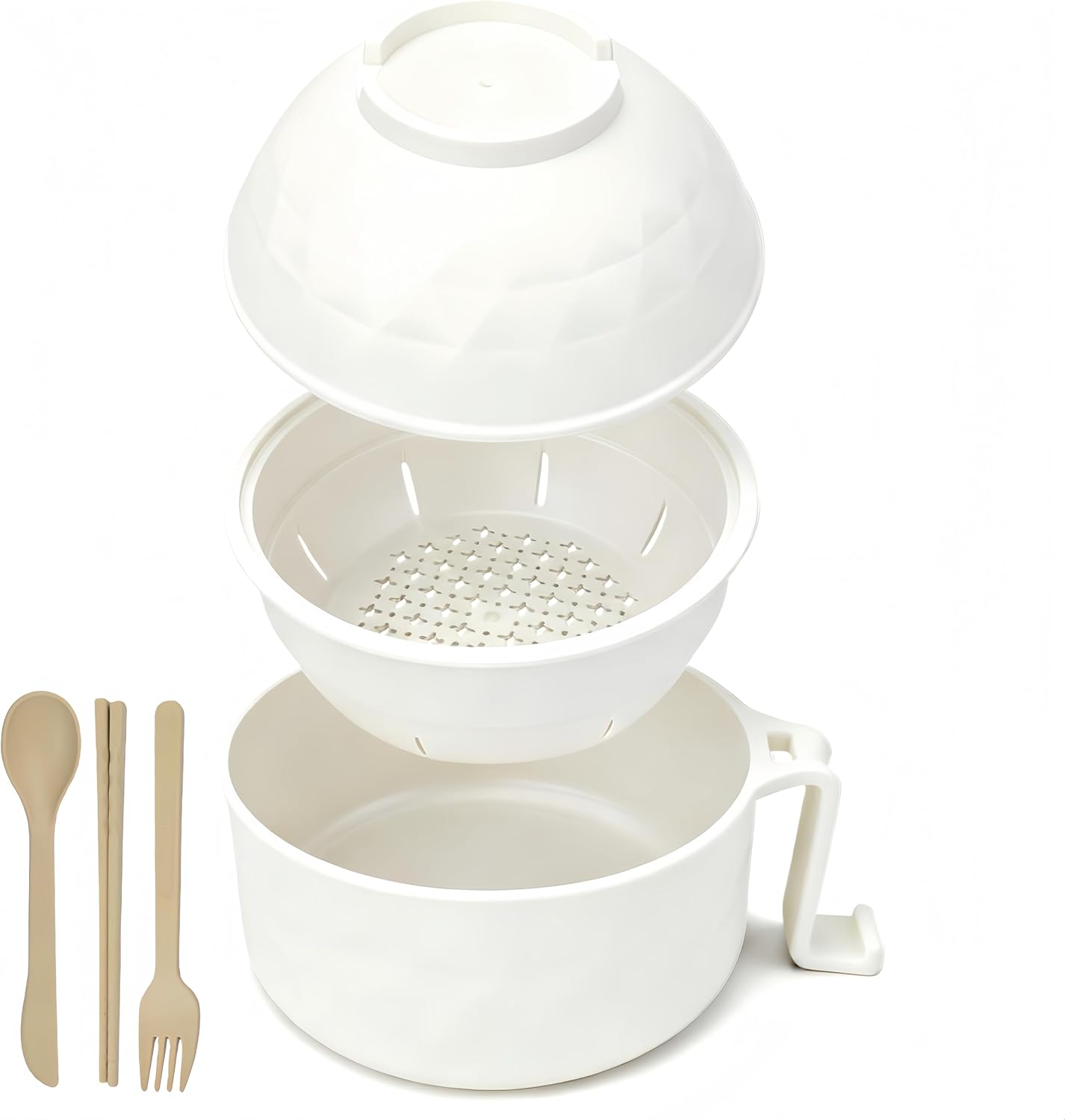 Eco-Friendly 3-in-1 Microwave Ramen Bowl Set with Chopsticks & Strainer