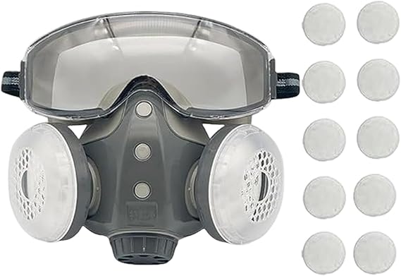 Reusable Anti Dust Anti Gas Respirator With 10 Filters And Protective Goggles