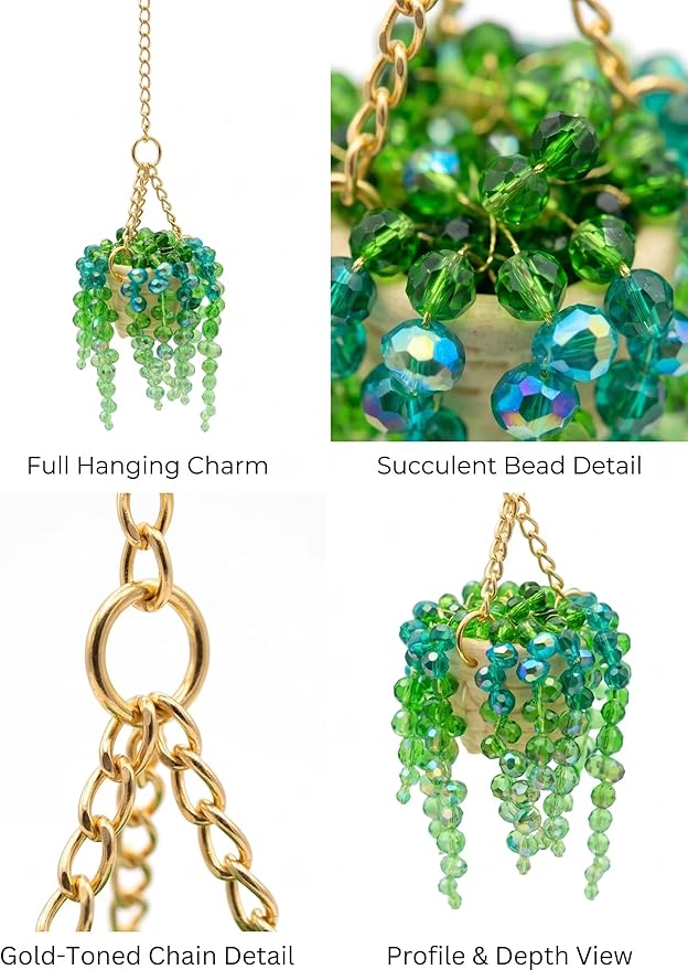 Sun-Kissed Beaded Succulent Car Charm