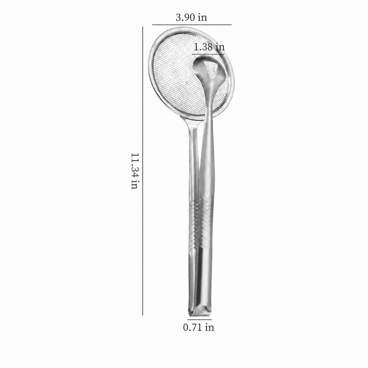 2-in-1 Stainless Steel Oil Strainer Tongs