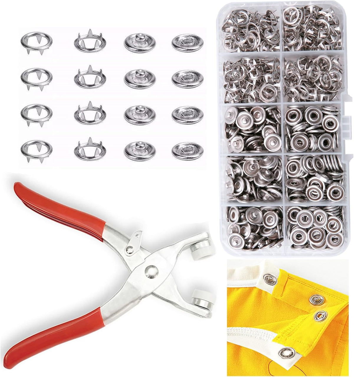 Snap Button Pliers Kit with 100 Fastener Sets