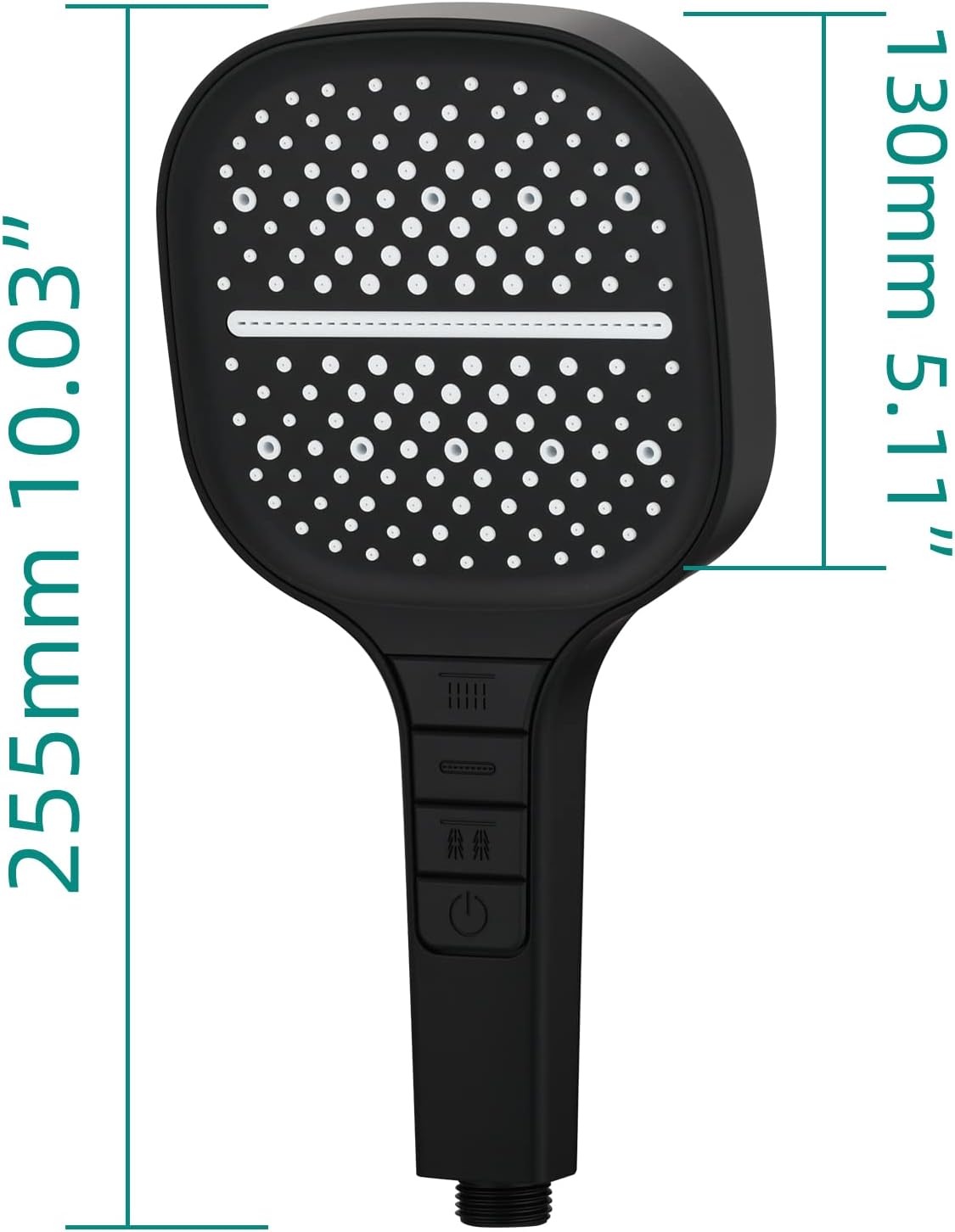 High Pressure Handheld Shower Head – 3 Spray Settings- Luxury Modern Chrome Look. Built-in Power Spray to Clean Corner. Tub and Pets. Stainless Steel Hose. ABS Adjustable Bracket. Black Color