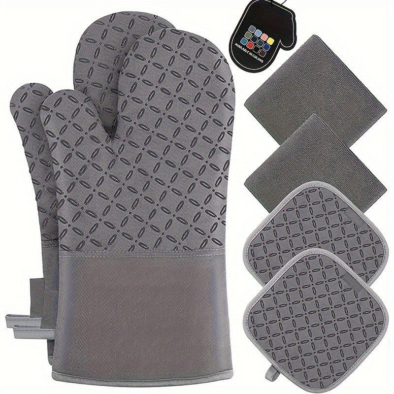 Non-slip Silicone Heat Resistant Oven Glove Set