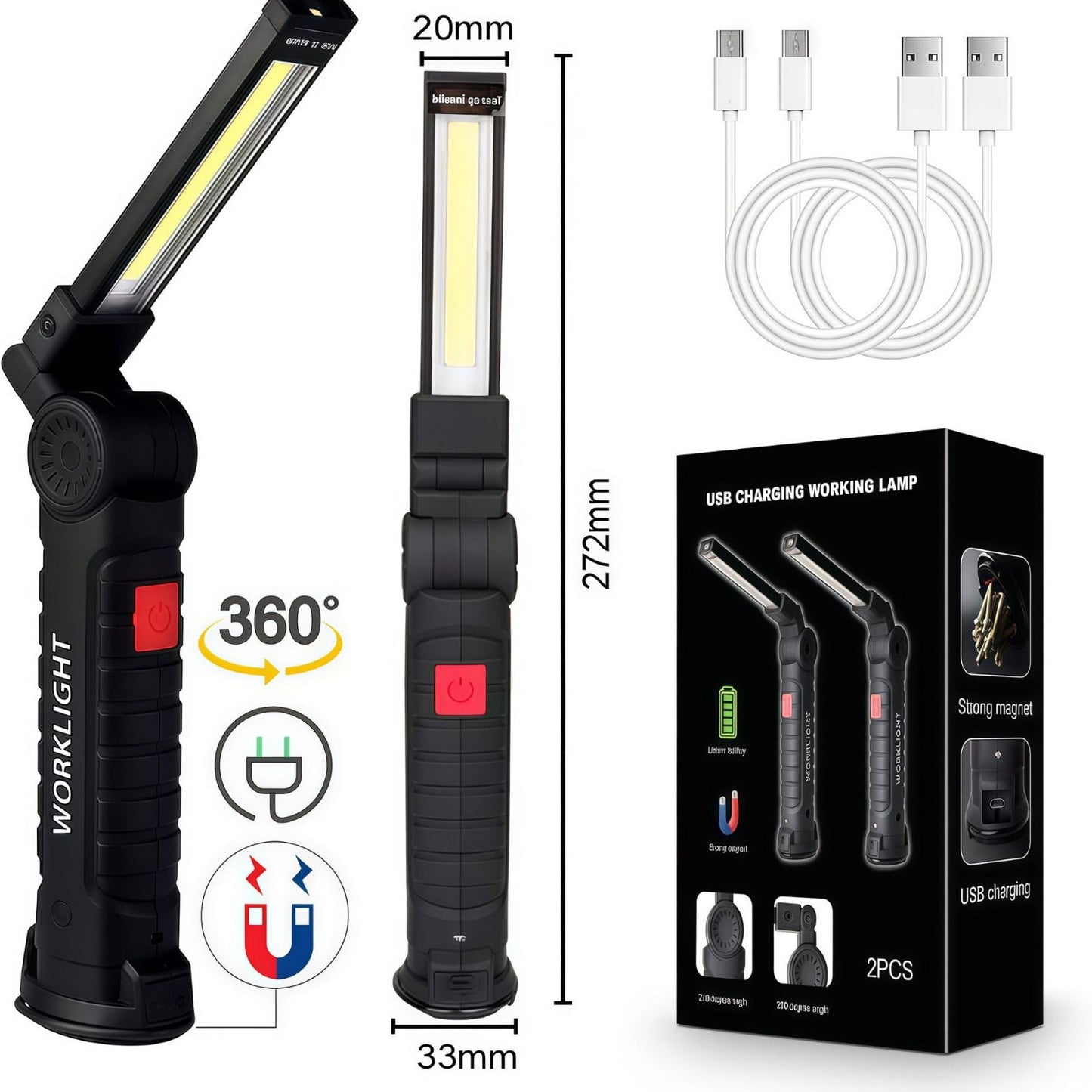 High-Brightness Strong Magnetic Hanging COB Work Light
