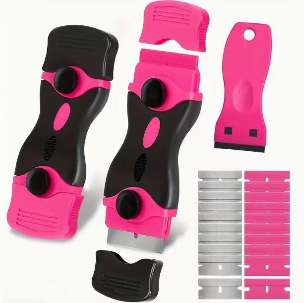 Pink Multi-Surface Scraper Tool Kit with 20 Blades