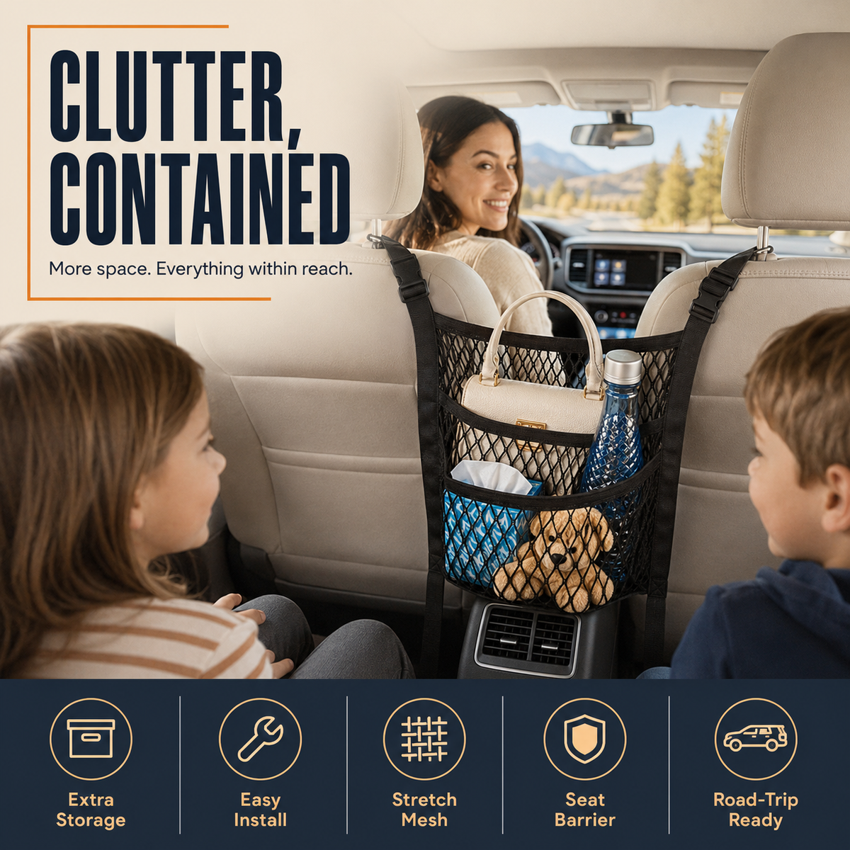 Car Seat Storage Net Organizer