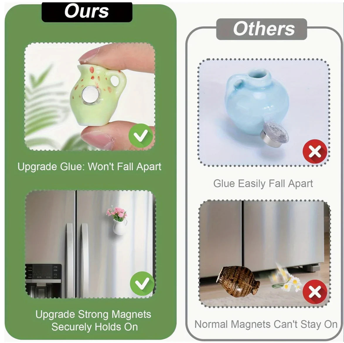 Mini Flower Vase Fridge Magnets