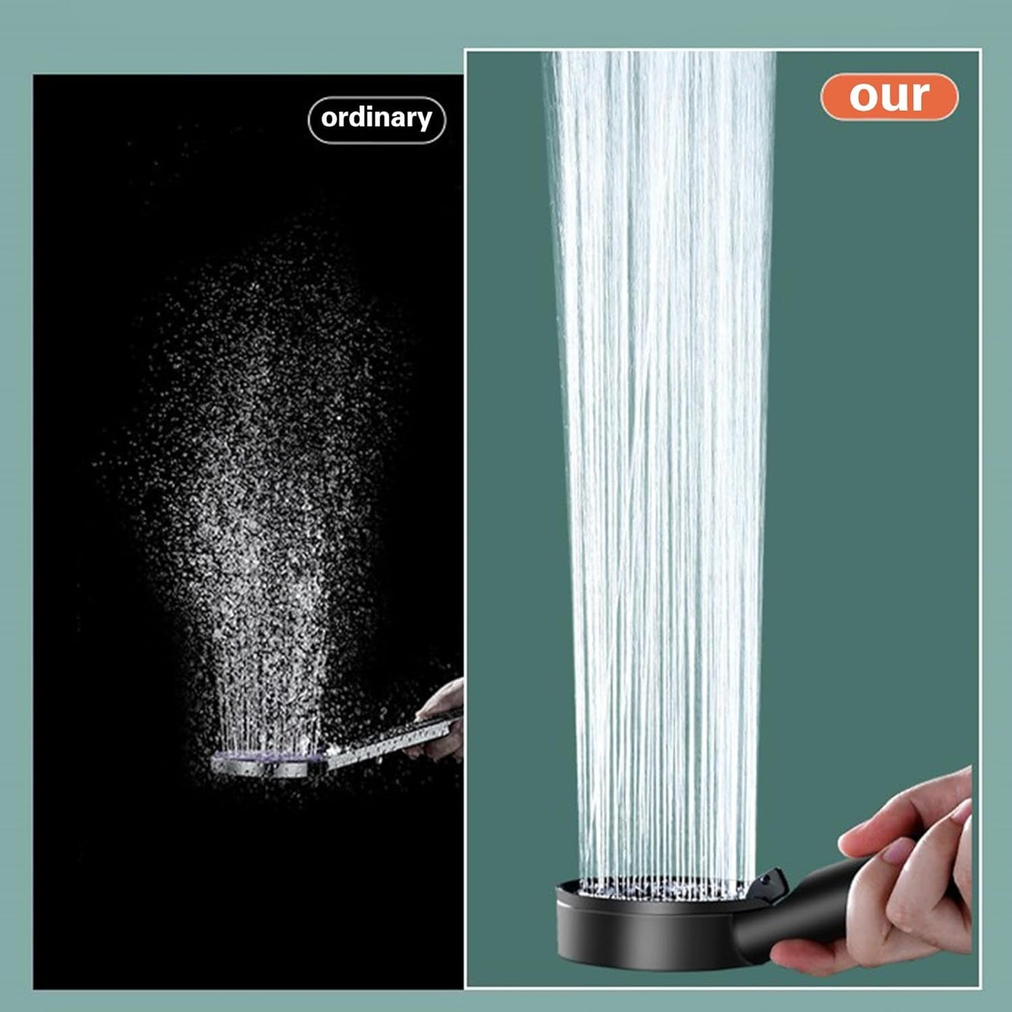 Black High Pressure Shower Head