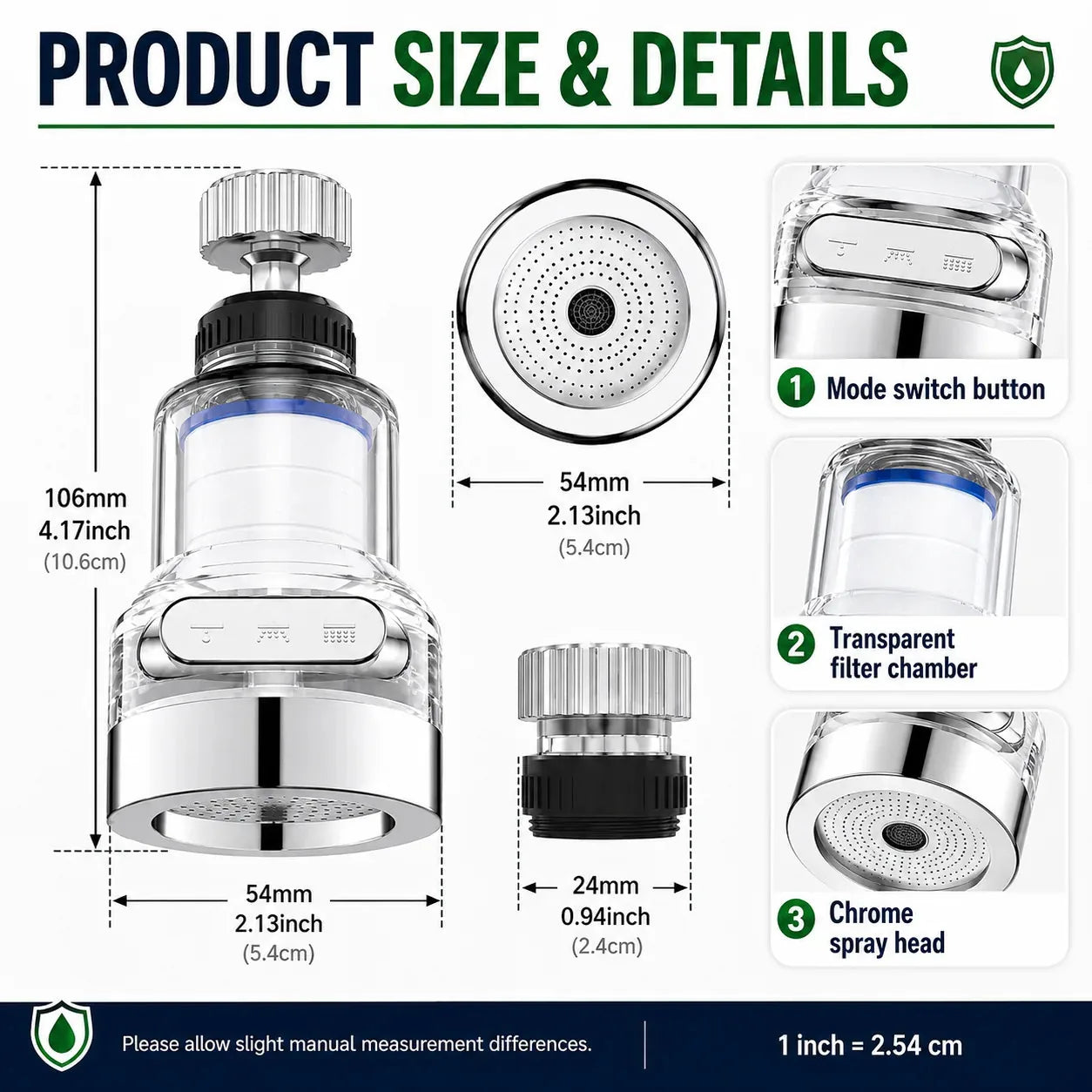 3-Mode Filtered Faucet Aerator – 2 Pack – product image 8