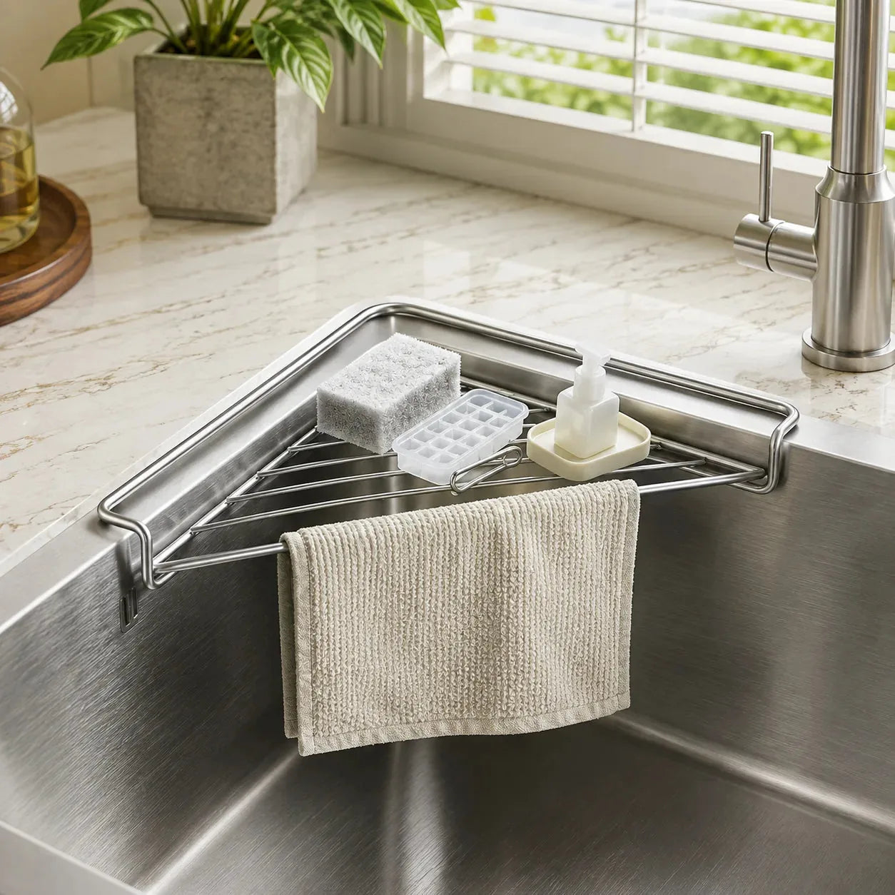 Stainless Steel Triangle Sink Drying Racks – 2 Pack – product image 8