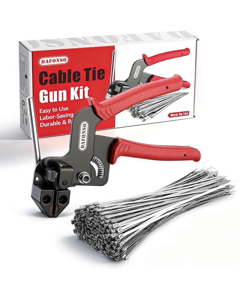 Stainless Steel Zip Tie Tool Kit (with 100 Metal Ties)