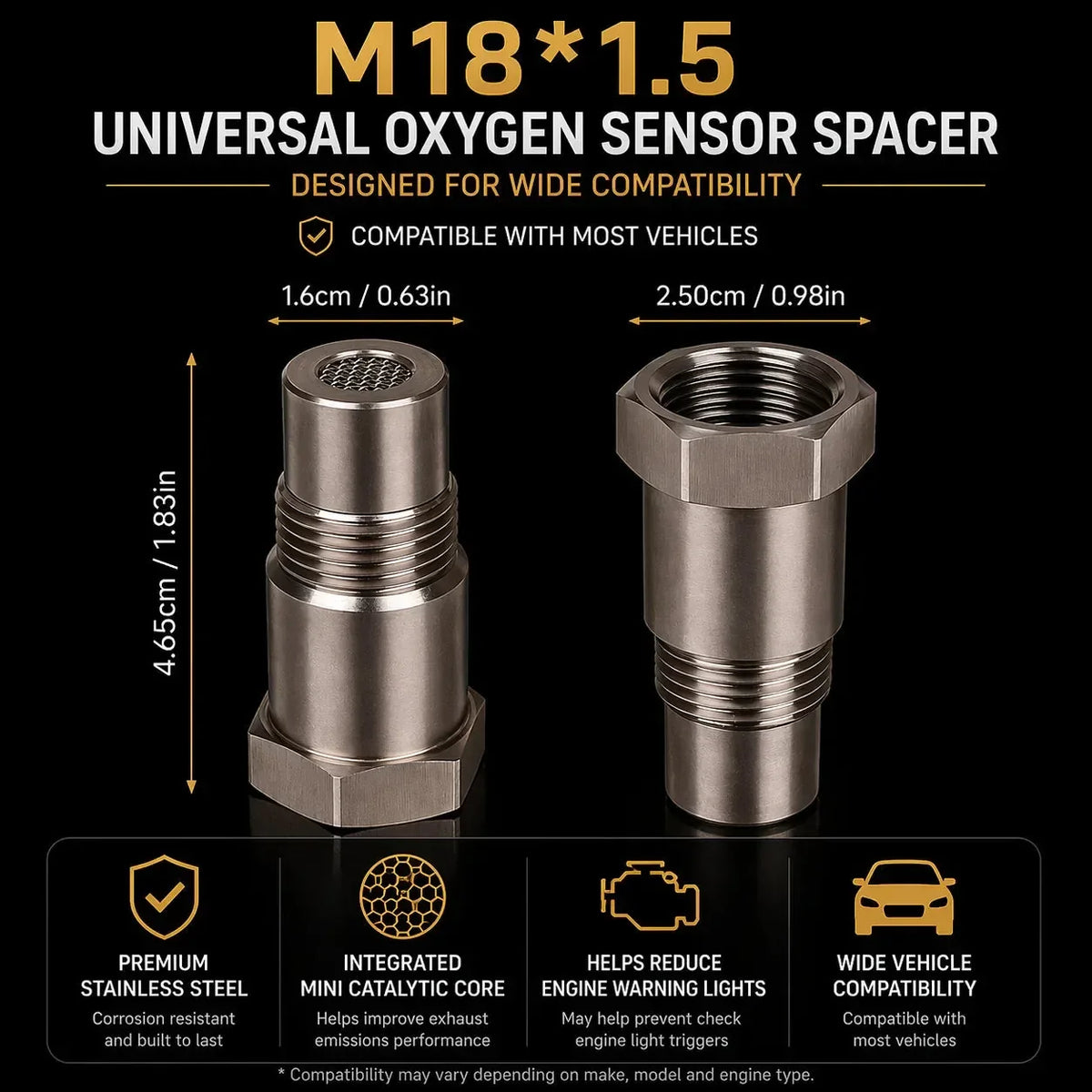 M18 × 1.5 Oxygen Sensor Spacer Pair for Vehicle Exhausts – image 1