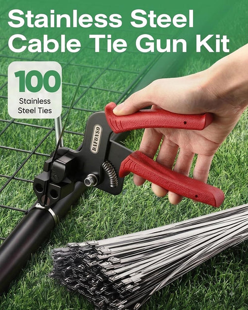 Stainless Steel Zip Tie Tool Kit (with 100 Metal Ties)