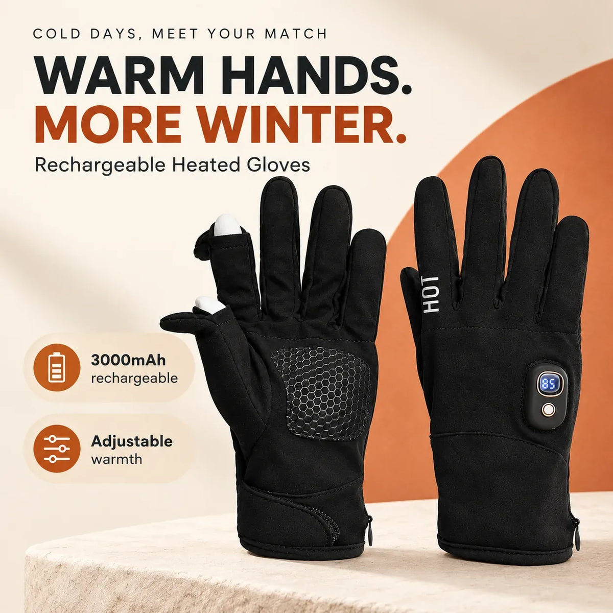Heated Touchscreen Gloves with 3000 mAh Battery Listing – image 2