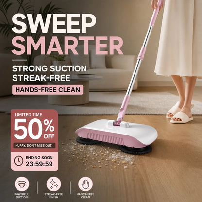 Manual Push Floor Sweeper Mop with 3 Reusable Pads – product detail 3