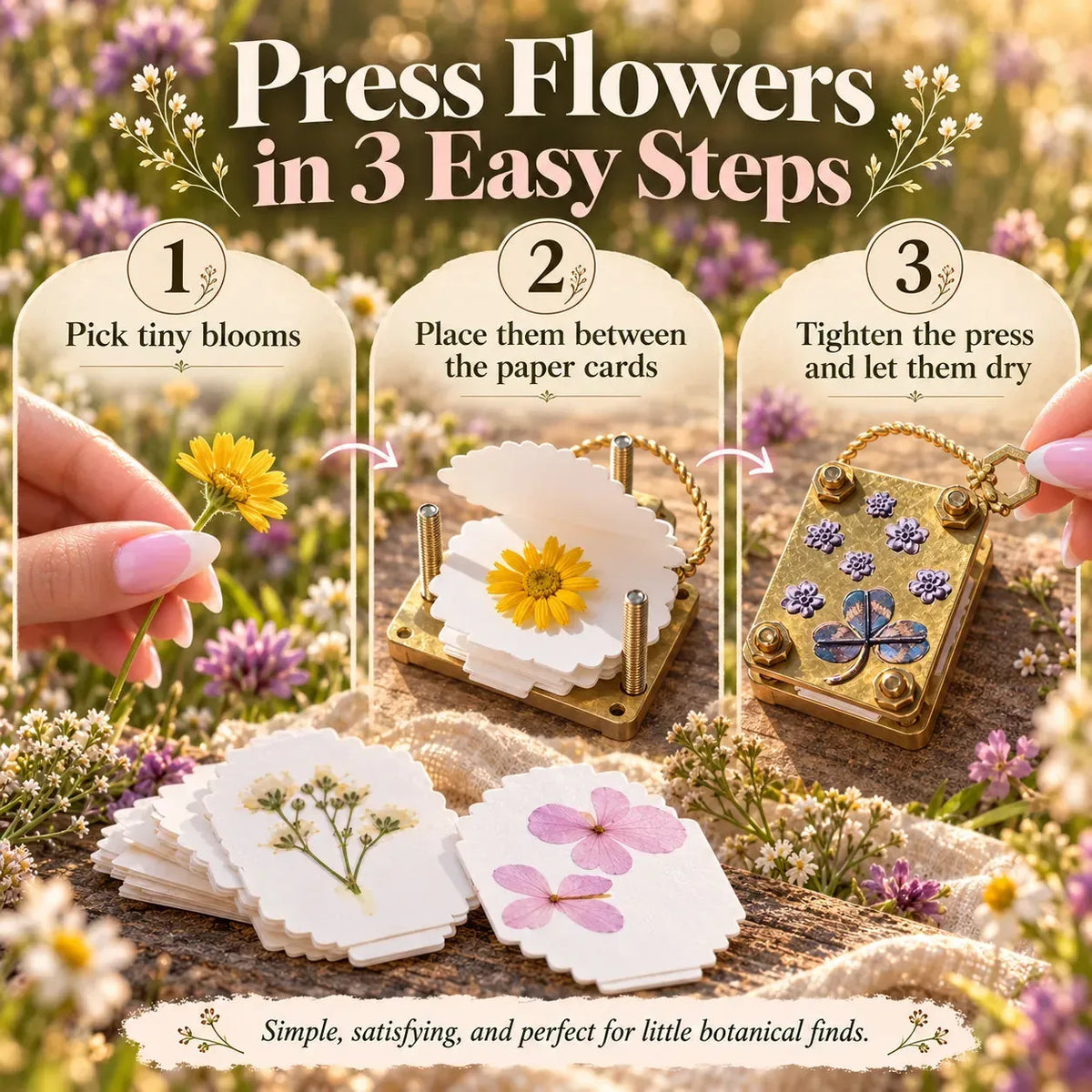 Mini Metal Flower Press Kit with Paper and Wrench – image 4