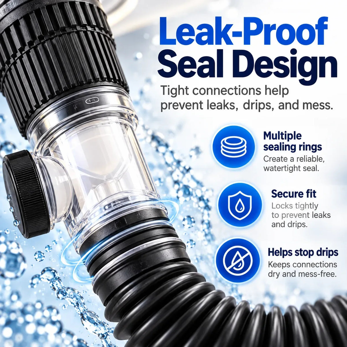 Flexible Pop-Up Sink Drain Kit in White or Gray – image 5