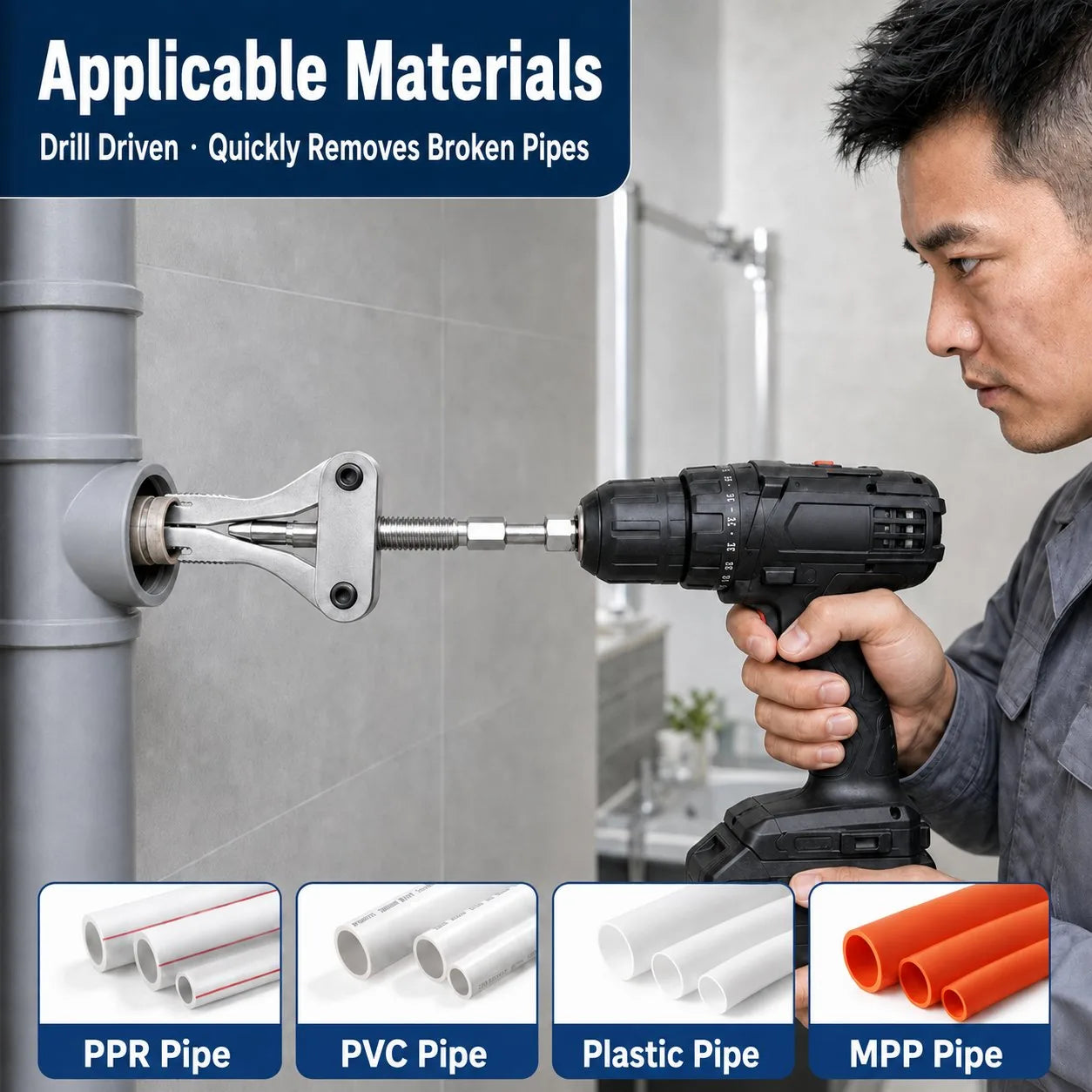 Drill-Powered Broken Pipe Thread Extractor – product detail 6