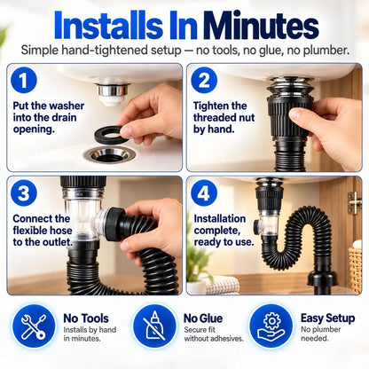 Flexible Pop-Up Sink Drain Kit in White or Gray – image 7