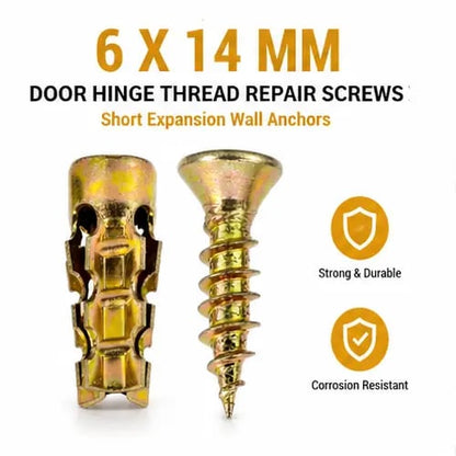 100 PCS🔩 6×14mm Short Expansion Screw Set for Cabinet Hinge Repair & Stripped Thread Restoration