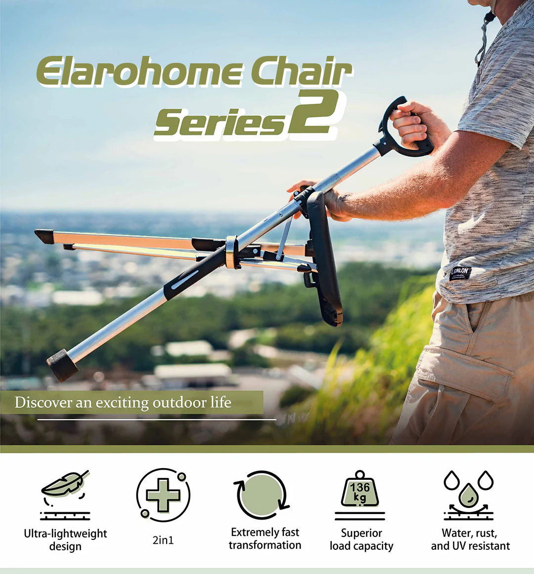 Elarohome S2 | 2-in-1 Portable Folding Seat & Walking Stick