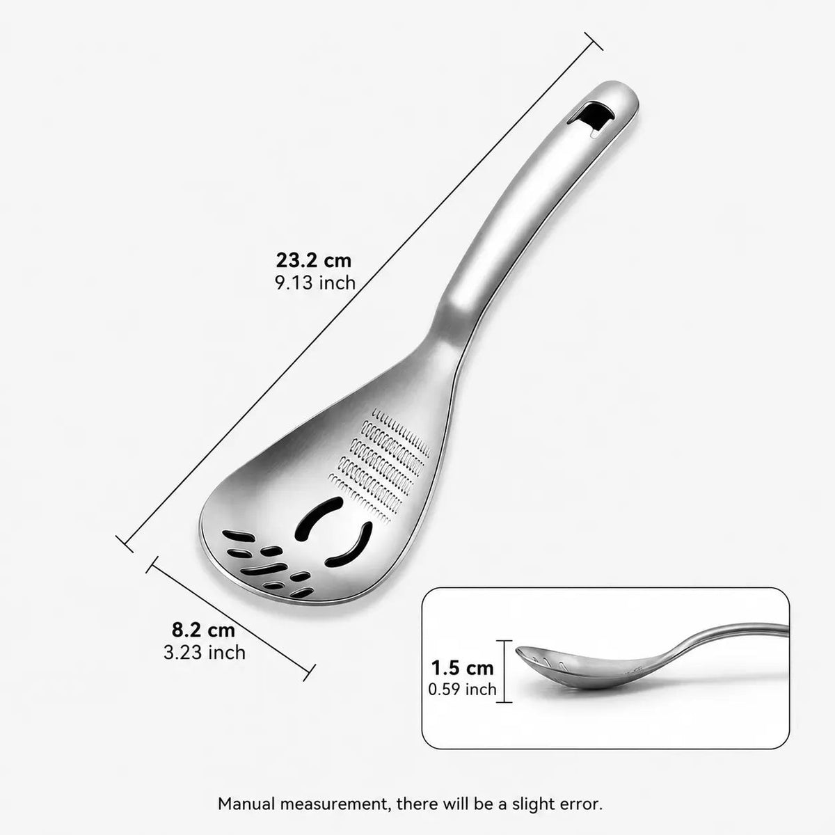 430 Stainless Steel Multi-Use Kitchen Spoon for Straining and Mashing