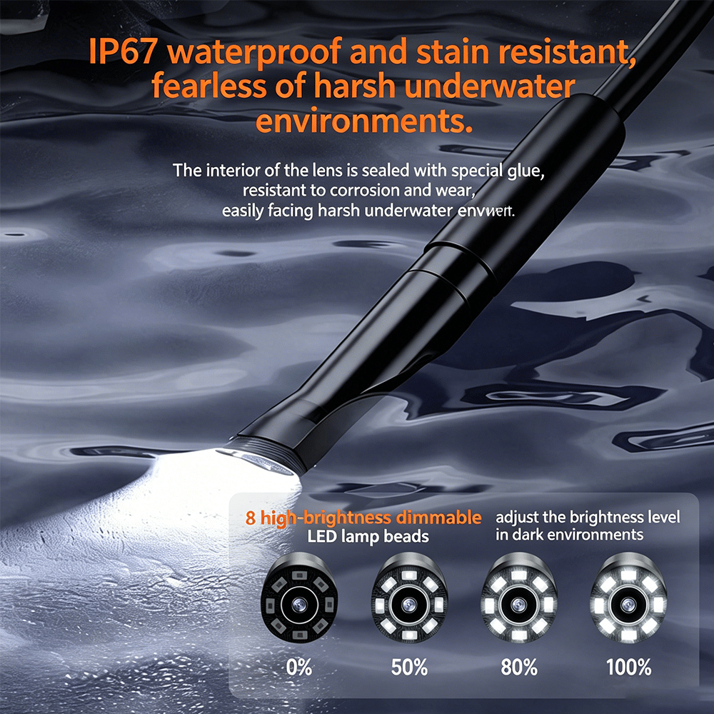 1920P HD Endoscope Camera with 8 Adjustable LED Lights