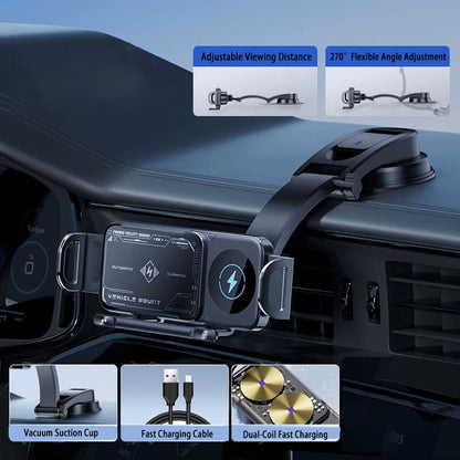 15W Wireless Charging Car Mount for Phones – 90° Rotation. Stable & Adjustable
