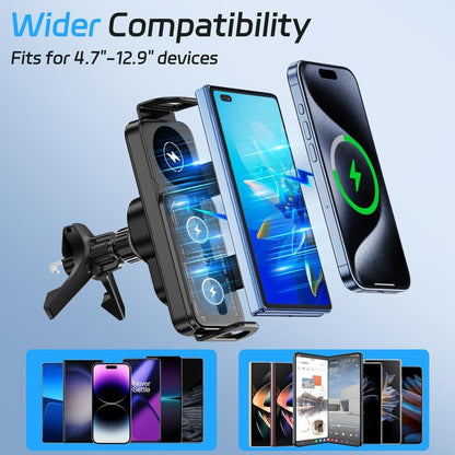 15W Wireless Charging Car Mount for Phones – 90° Rotation. Stable & Adjustable