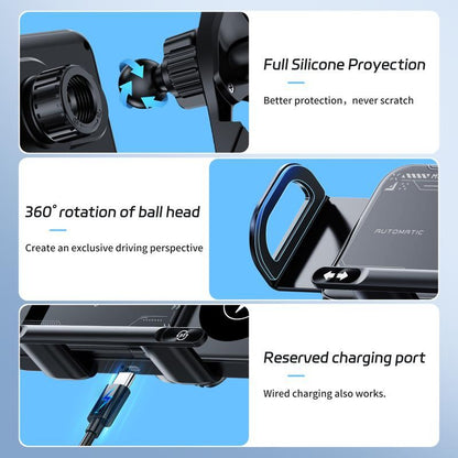 15W Wireless Charging Car Mount for Phones – 90° Rotation. Stable & Adjustable