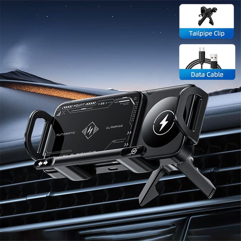 15W Wireless Charging Car Mount for Phones – 90° Rotation. Stable & Adjustable
