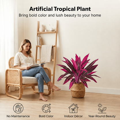3 PCS-Artificial Boston Fern & Dragon's Blood Tree Plants