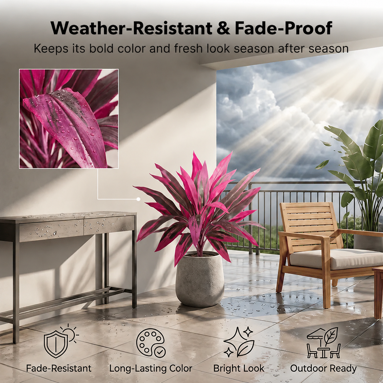 3 PCS-Artificial Boston Fern & Dragon's Blood Tree Plants