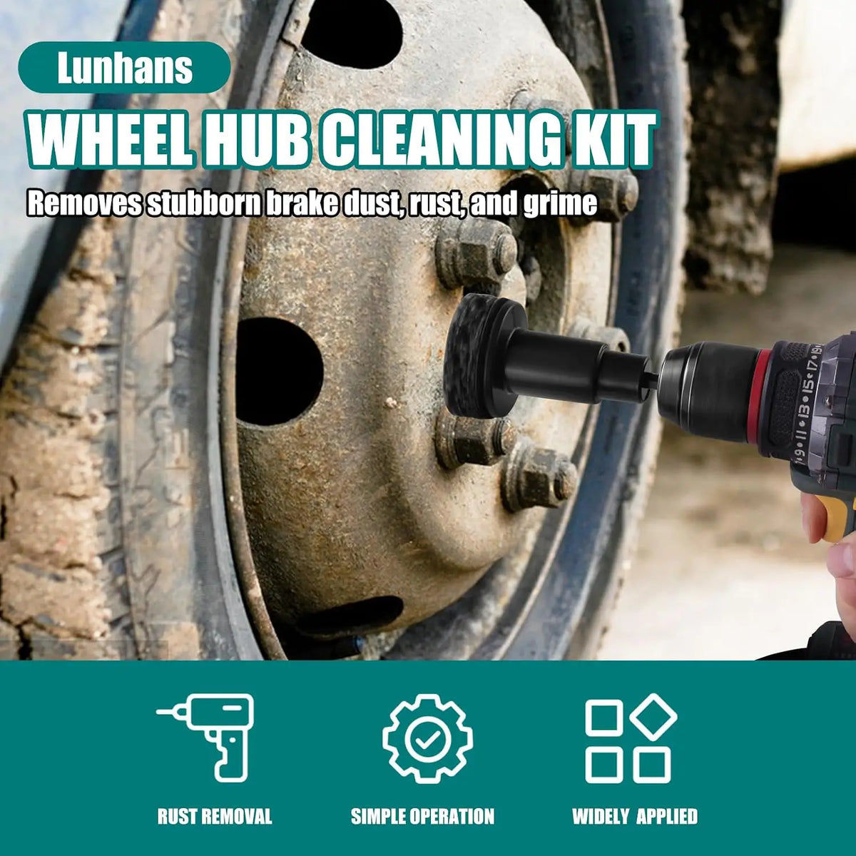 Wheel Hub Rust Removal Tool Kit with 10 Grinding Heads