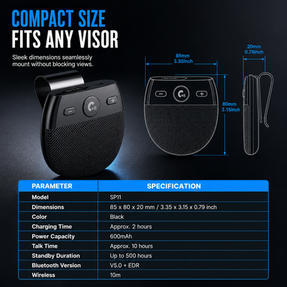 Bluetooth Sun Visor Speakerphone for Hands-Free Calls