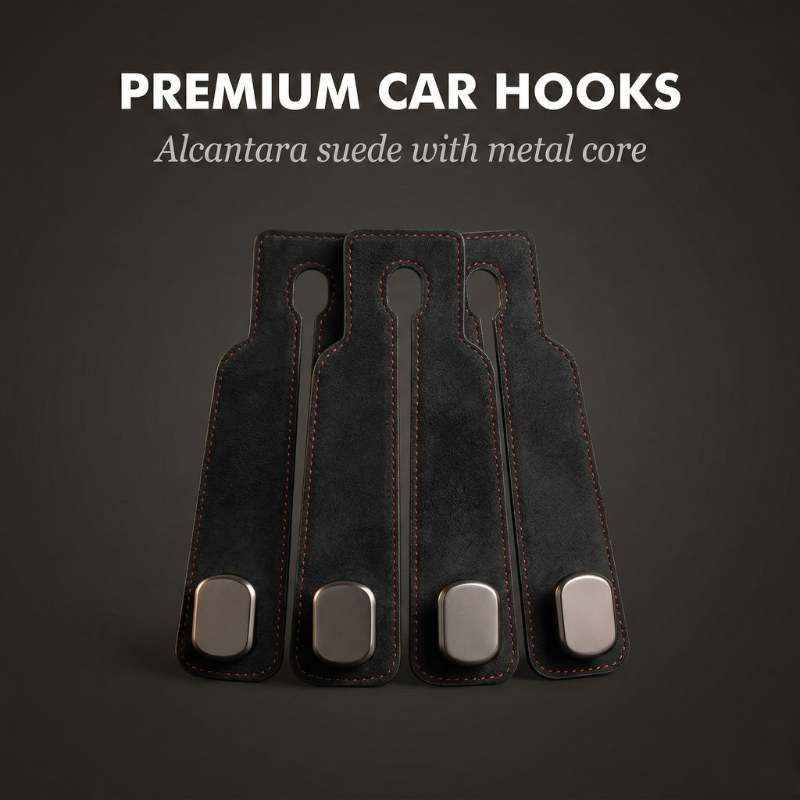 Alcantara Suede Dual Hook & Phone Holder for Car Headrest