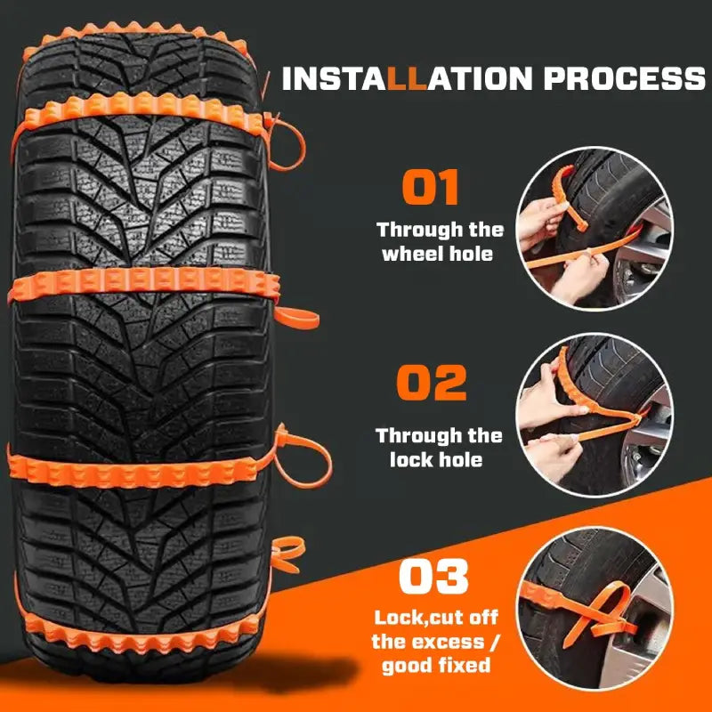 Emergency Tire Traction Straps for Snowy Conditions