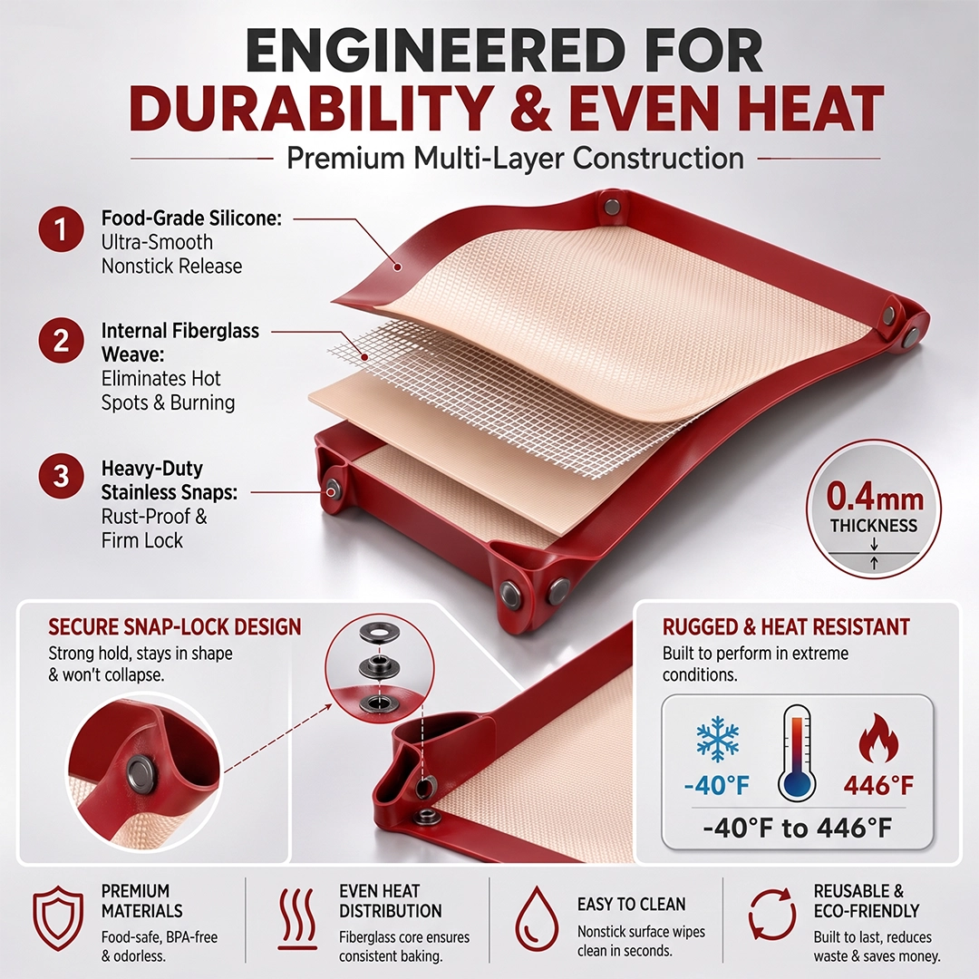 Snap-Lock Silicone Oven Liner Mat