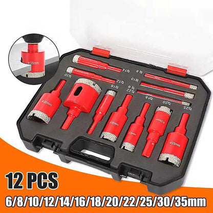 12Pcs Diamond Drill Bit Set 6-35mm Hole Saw for Glass Marble Granite Tile