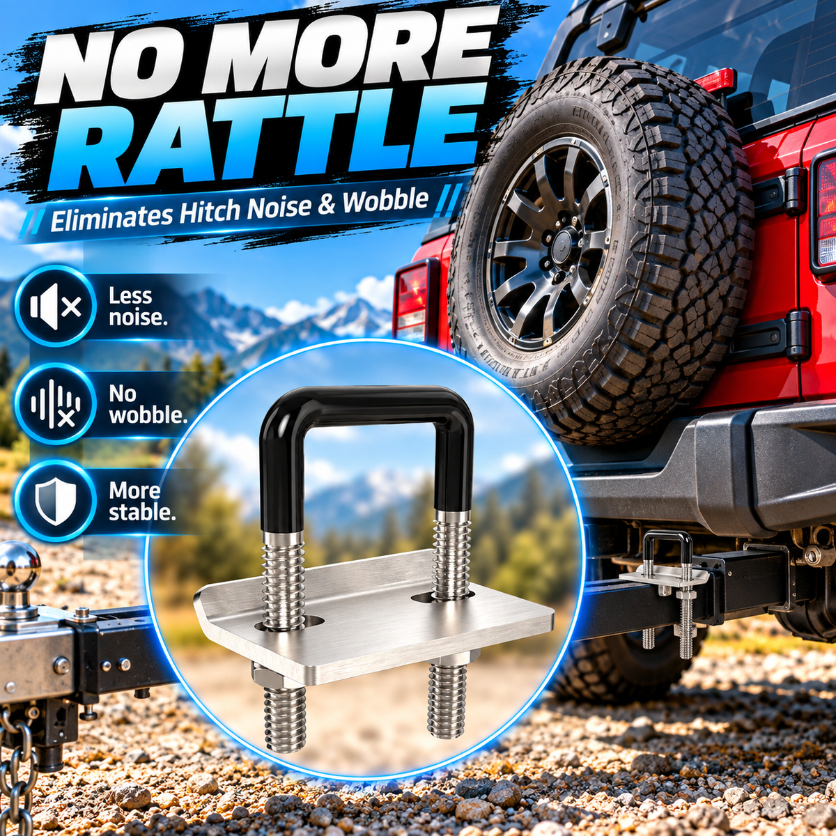 U-Bolt Trailer Hitch Anti-Rattle Stabilizer Clamp