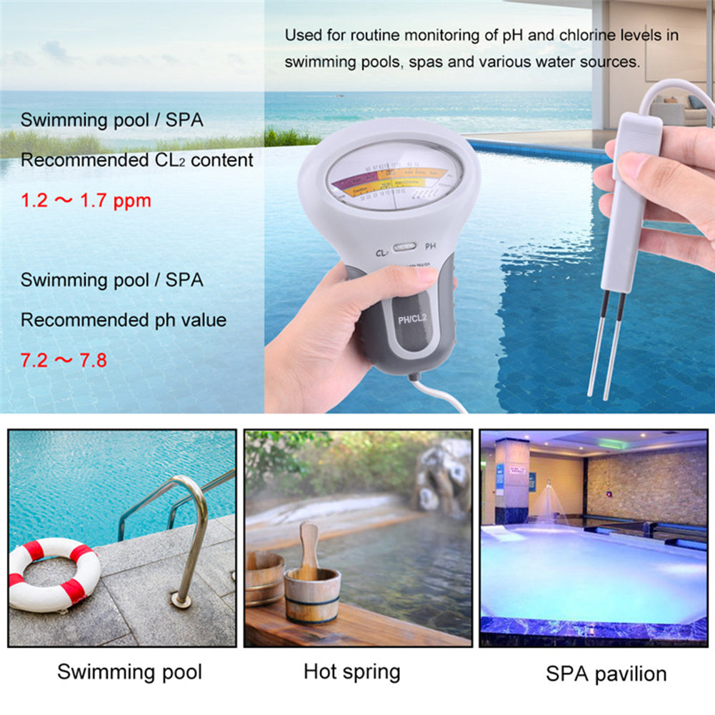 PH Meter, Portable Chlorine Tester, pH&CL2 Tester, Water Quality Analyzer for Swimming Pool, Spa, Aquarium