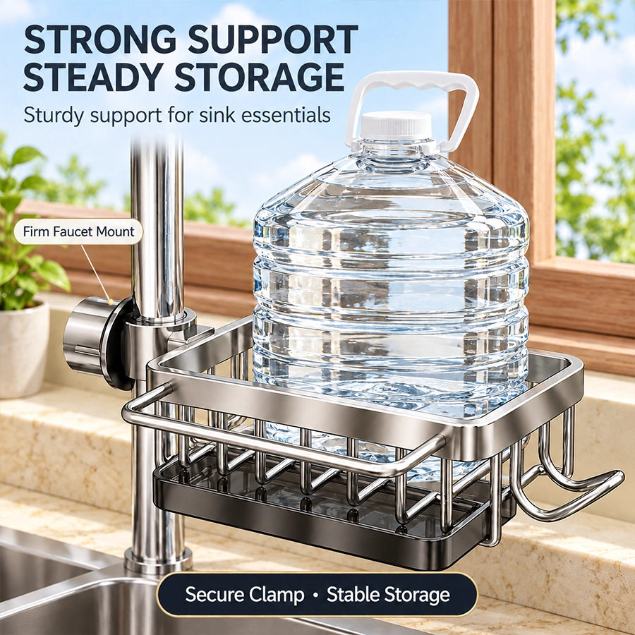 Faucet-Hanging Drain Rack with Removable Drip Tray