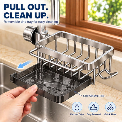 Faucet-Hanging Drain Rack with Removable Drip Tray