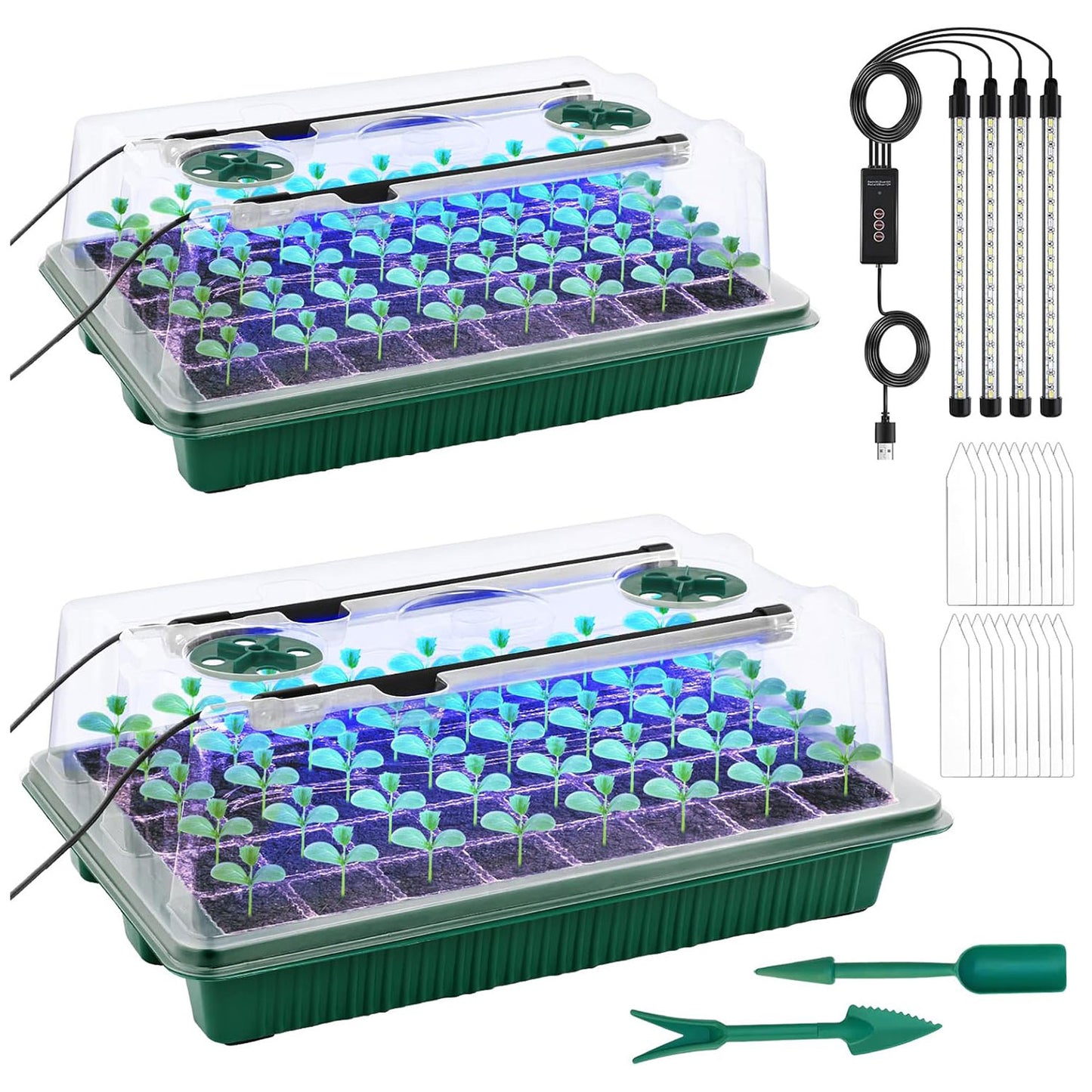 2-Pack Seed Starter Tray with Grow Light
