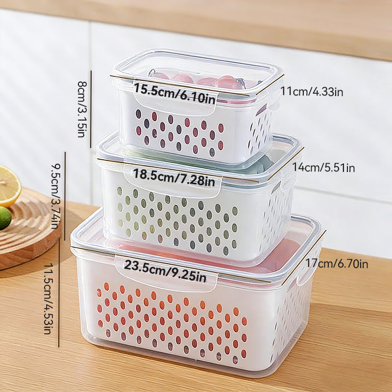 3 Sets Large Fruit Containers for Fridge