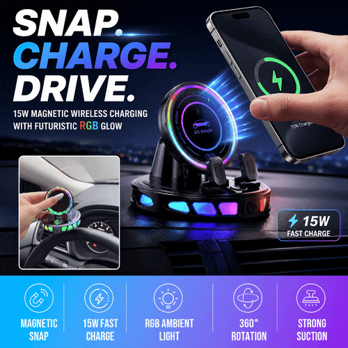 RGB Wireless Car Charger Mount, Dashboard Phone Holder