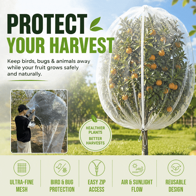 Fruit Tree Netting Cover with Zipper and Drawstring
